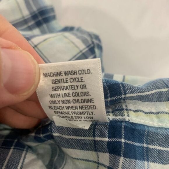 Merona Mens Blue Plaid Short Sleeve Button-Down Shirt Size M 100% Cotton - Picture 6 of 7